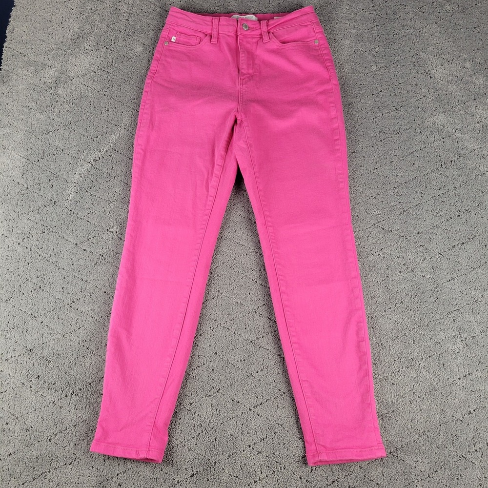 Judy Blue Jeans Womens 5/27 Pink Daphne Slim Fit Ankle Mid Rise Stretch Denim